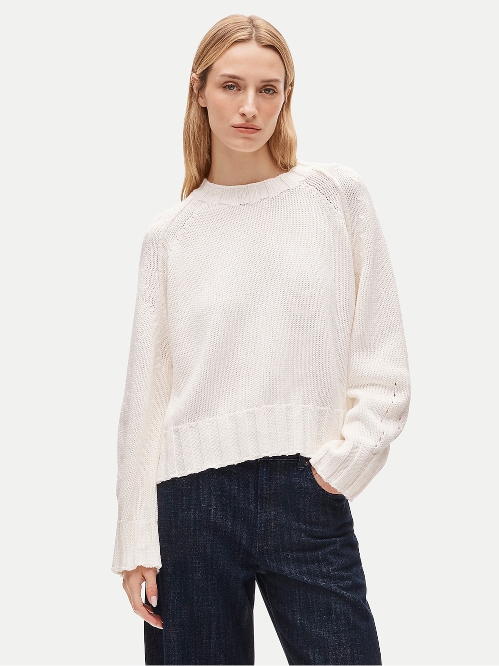 J. Crew Rive crewneck in cotton in Ivory White Size XS NWT